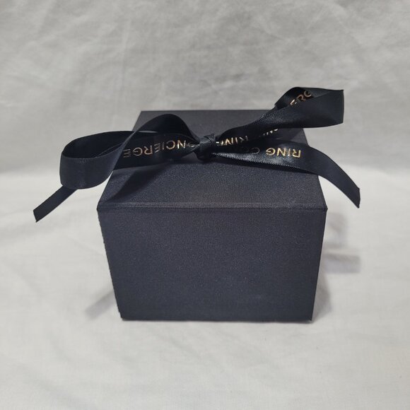 Ring Concierge Bracelet Box Black Empty Magnetic Attached Ribbon Pillow Logo - Picture 4 of 14